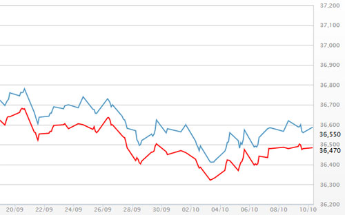 Diễn biến giá vàng SJC tại DOJI - Nguồn: DOJI.<br>