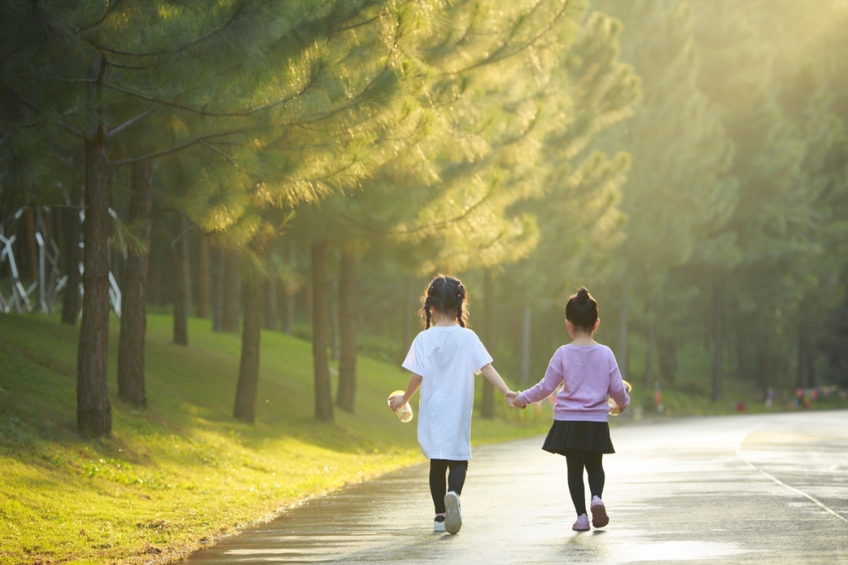 Bước chân thiên thần dưới nắng thu vàng vọt - Ảnh: Nguyễn Năng Duy