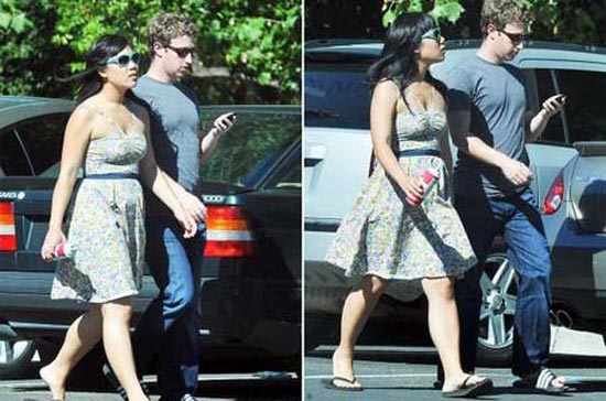 CEO trẻ của Facebook Mark Zuckerberg cùng bạn gái.