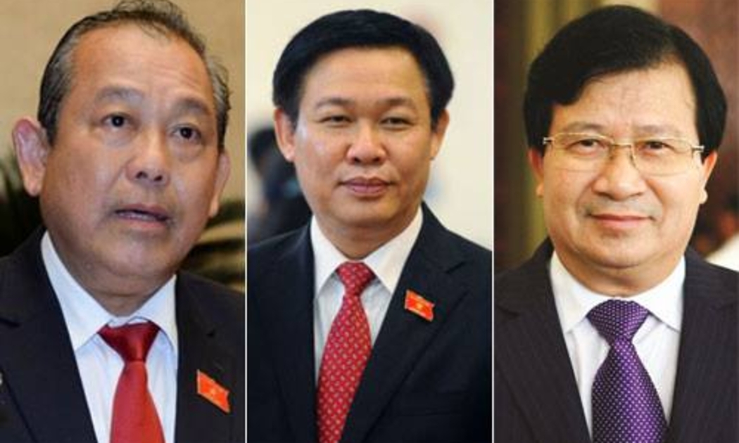 Các Phó thủ tướng Trương Hoà Bình, Vương Đình Huệ, Trịnh Đình Dũng vừa được Quốc hội phê chuẩn.