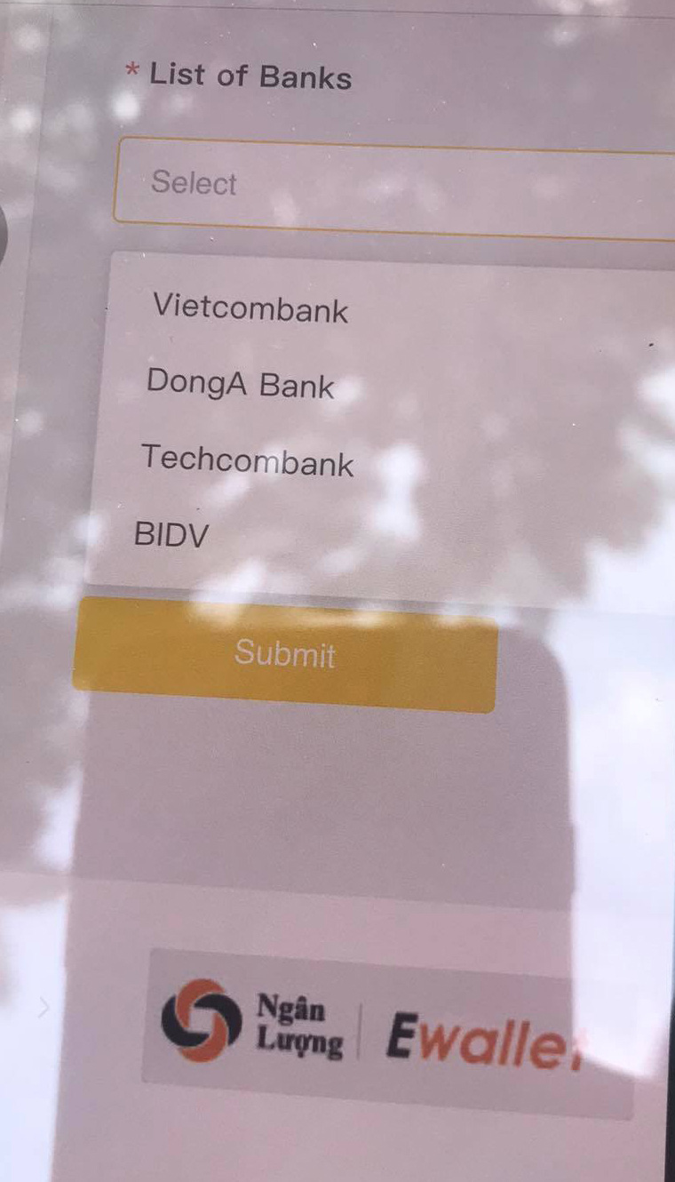 Danh sách ngân hàng được quyền rút và nạp qua cổng ngân lượng tại một sàn Forex.