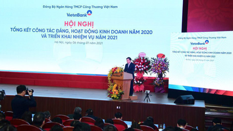 Ông Lê Đức Thọ, Chủ tịch VietinBank phát biểu tại hội nghị.