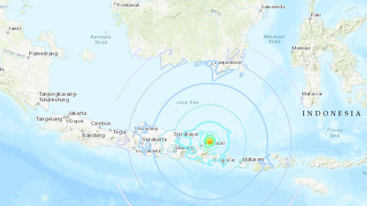Động đất ngoài khơi Bali - Nguồn: USGS.