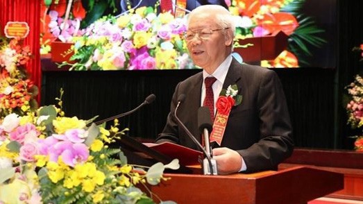 Tổng bí thư, Chủ tịch nước Nguyễn Phú Trọng phát biểu tại lễ kỷ niệm. 