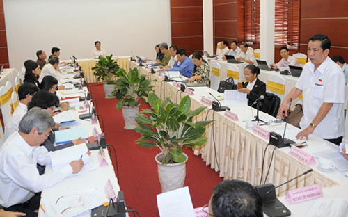 Một buổi họp tổ của Quốc hội.<br>