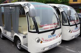 Mỗi xe điện có khả năng chở tối đa 8 người với giá vé là 15.000 đồng/người/lượt.