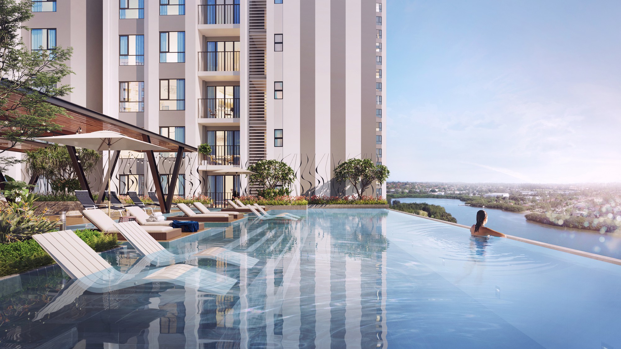 Chuẩn mực sống đẳng cấp tại phân khu Diamond Riverside được thể hiện qua các tiện ích hiện đại được bố trí trong toàn khu tạo nên không gian cảnh quan.