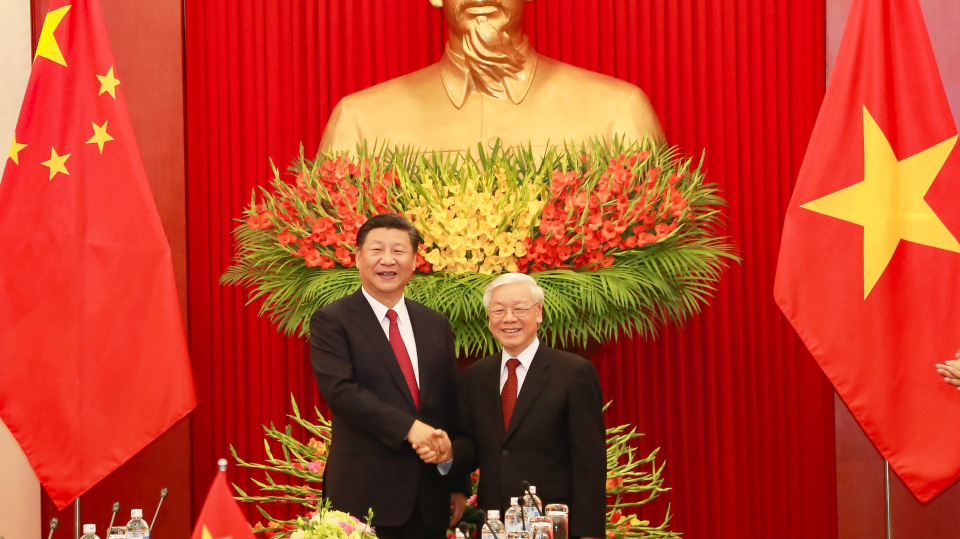 Tổng Bí thư Nguyễn Phú Trọng tiếp Tổng Bí thư - Chủ tịch nước Trung Quốc Tập Cận Bình trong chuyến thăm cấp nhà nước tới Việt Nam tháng 11/2017 - Ảnh: VGP