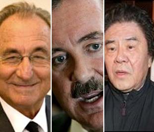 Từ trái sang phải: Bernard Madoff, Allen Stanford và Kazutsugi Nami.