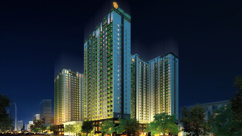 Phối cảnh dự án Anland Complex về đêm.