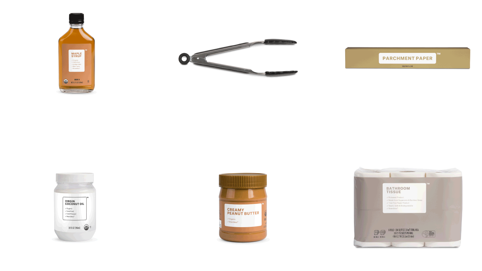 Các sản phẩm giá khoảng 3 USD của Brandless - Ảnh: Bloomberg.