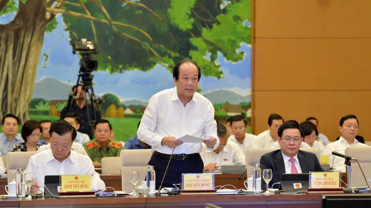 Bộ trưởng, Chủ nhiệm Văn phòng Chính phủ Mai Tiến Dũng trình bày báo cáo của Chính phủ - Ảnh: Quang Phúc.