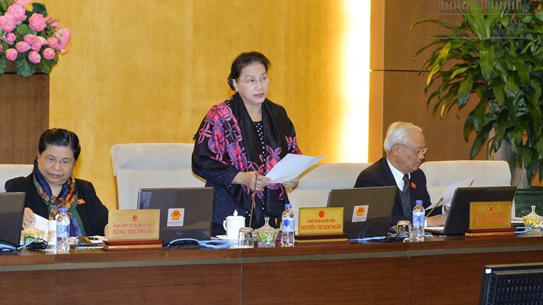 Chủ tịch Quốc hội Nguyễn Thị Kim Ngân phát biểu tại phiên họp của Uỷ ban Thường vụ Quốc hội.