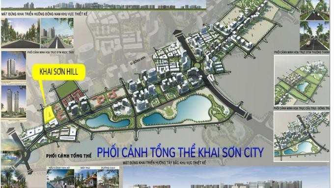 Phối cảnh quy hoạch dự án khu đô thị Khai Sơn City tại Long Biên, Hà Nội.