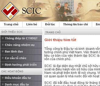 Trang chủ của SCIC.