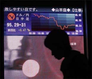 Chỉ số MSCI của thị trường chứng khoán châu Á - Thái Bình Dương đã sụt giảm 16% trong năm nay, đánh dấu sự khởi đầu một năm tồi tệ nhất từ năm 1990 do các tập đoàn lớn như Toyota, Sony… dự báo những con số thua lỗ kỷ lục và lên kế hoạch sa thải nhân công hàng loạt - Ảnh: Reuters.