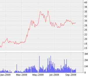 Biểu đồ diễn biến giá cổ phiếu PPC từ đầu năm tới nay - Nguồn: VNDS.
