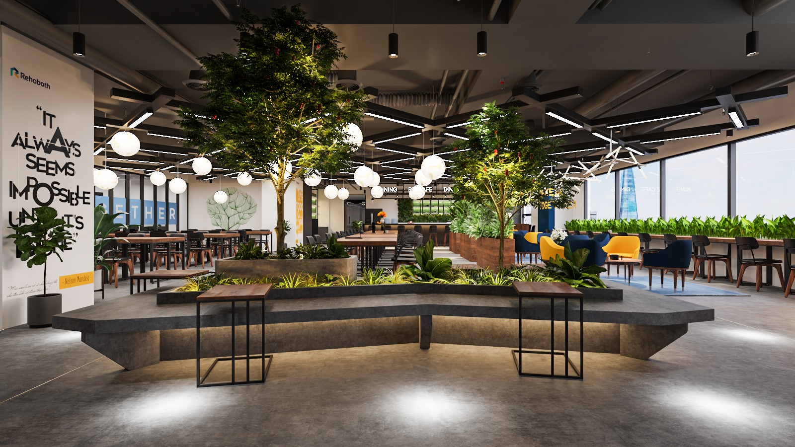 Không gian coworking và tiếp khách lên tới 1000m2.