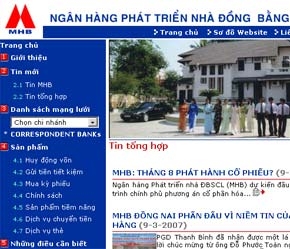 Giao diện website của MHB.