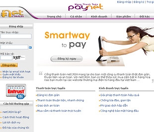 Giao diện của cổng thanh toán trực tuyến PayNet.