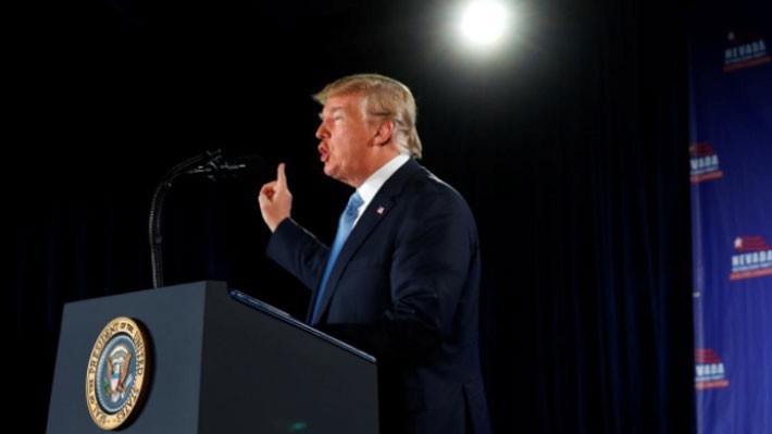 Tổng thống Mỹ Donald Trump phát biểu tại một sự kiện ở Nevada hôm 23/6 - Ảnh: Reuters.