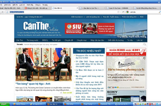 Giao diện của báo điện tử Cần Thơ giả - Ảnh chụp màn hình: SGGP.