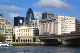 Một góc khu trung tâm tài chính của London.