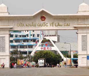 Một góc cửa khẩu quốc tế tại Lào Cai.