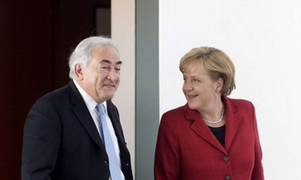 Tổng giám đốc điều hành IMF và Thủ tướng Đức tại Berlin hôm 28/4 - Ảnh: Getty.