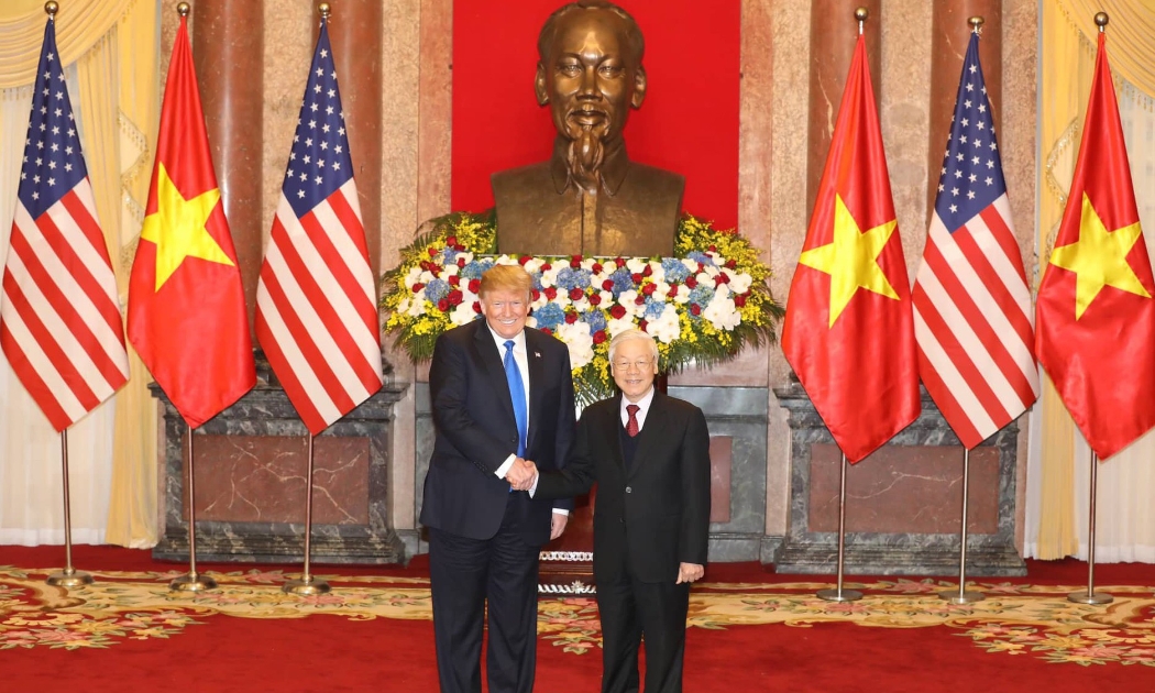 Tổng bí thư, Chủ tịch nước tại cuộc hội đàm với Tổng thống Mỹ Donald Trump - Ảnh: Gia Linh.