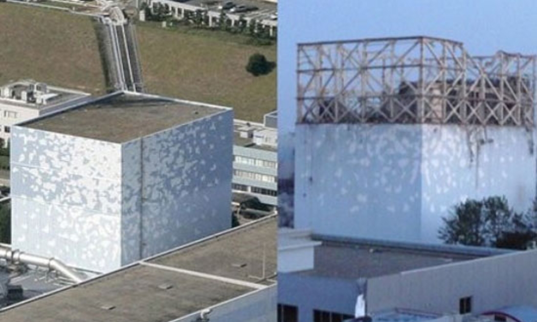 Lò phản ứng số 1 nhà máy điện hạt nhân Fukushima trước và sau khi phát nổ - Ảnh: AP.