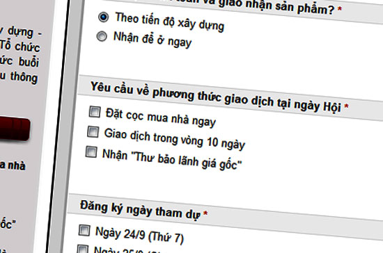 Thông tin về phương thức giao dịch tại “ngày hội mua nhà giá gốc” trên website của chương trình.