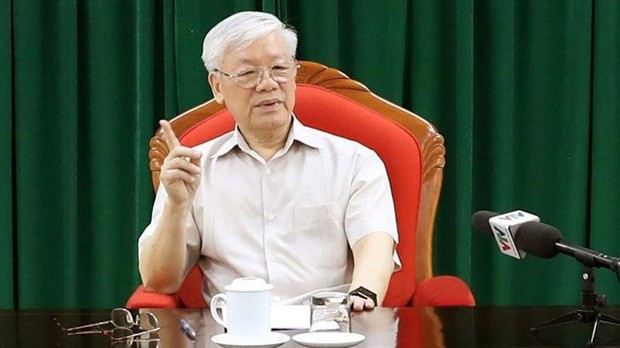 Tổng bí thư, Chủ tịch nước Nguyễn Phú Trọng đã chủ trì họp lãnh đạo chủ chốt ngày 14/5 - Ảnh: TTXVN.