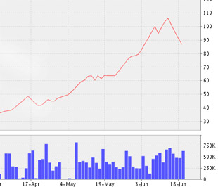 Biểu đồ diễn biến giá cổ phiếu LCG từ đầu tháng 4/2009 đến nay - Nguồn: VNDS.
