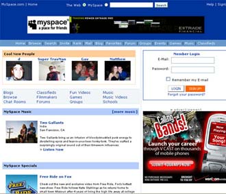 Trong ảnh: Giao diện của MySpace, mạng xã hội lớn nhất thế giới.