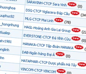 Chụp từ một website về mua bán cổ phiếu OTC - Ảnh chỉ có tính minh họa.