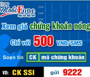 Giá của tin nhắn tra cứu chứng khoán là 500 đồng/bản tin.