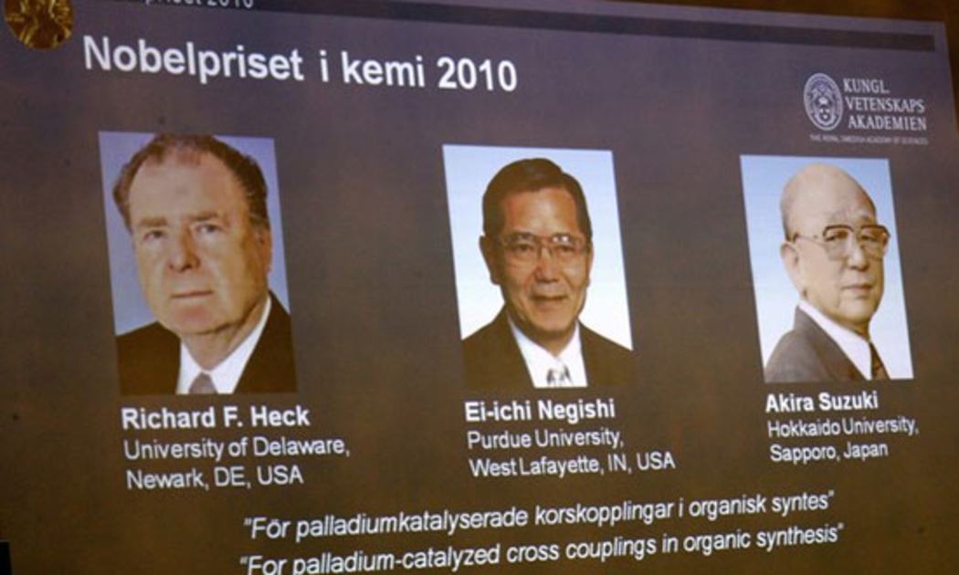 3 chủ nhân của giải Nobel Hóa học 2010 - Ảnh: Reuters.