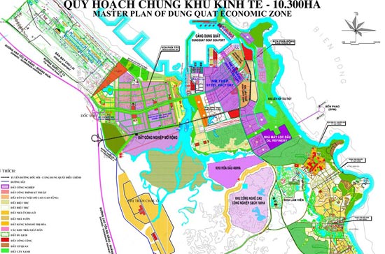 Bản đồ quy hoạch chi tiết Khu kinh tế Dung Quất.