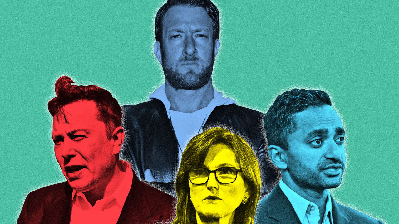 Elon Musk, Cathie Wood, David Portnoy và Chamath Palihapitiya là những "ngôi sao" trên thị trường chứng khoán - Ảnh: WSJ.