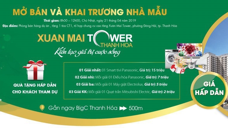 Nhiều quà tặng bốc thăm hấp dẫn cho khách hàng tham dự lễ mở bán và khai trương căn hộ mẫu dự án Xuân Mai Tower ngày 21/4.
