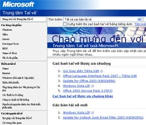 Người dùng Windows Vista và Microsoft Office 2007 có thể tải gói giao diện ngôn ngữ tiếng Việt miễn phí từ Trung tâm Download của Microsoft.