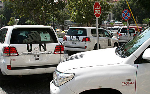 Đoàn thanh tra viên Liên hiệp quốc đã bị tấn công - Ảnh: AP.