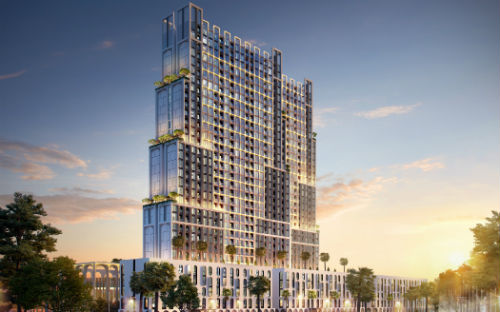 Phối cảnh tòa condotel cổ tích Coco Wonderland Resort. 