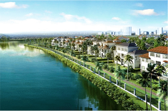 Khu biệt thự lâu đài Chateau nhìn ra dòng sông.