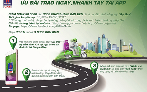 Mã giảm giá chỉ được áp dụng cho hệ thống cửa hàng hiển thị trên ứng dụng gọi gas của PVGas South.