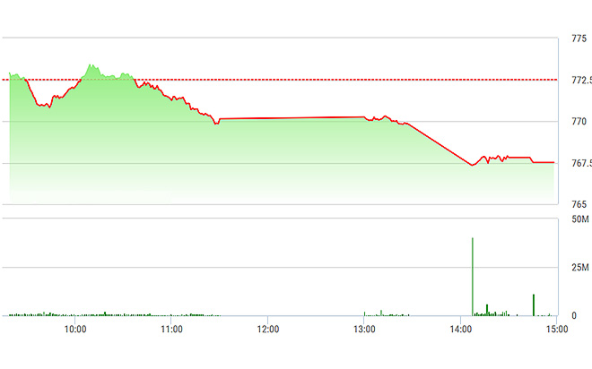 VN-Index chịu sức ép mạnh trong cả ngày.