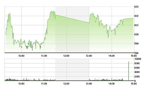 VN-Index vẫn trụ được trên 600 điểm trong nhịp bán buổi chiều. ảnh TVSI