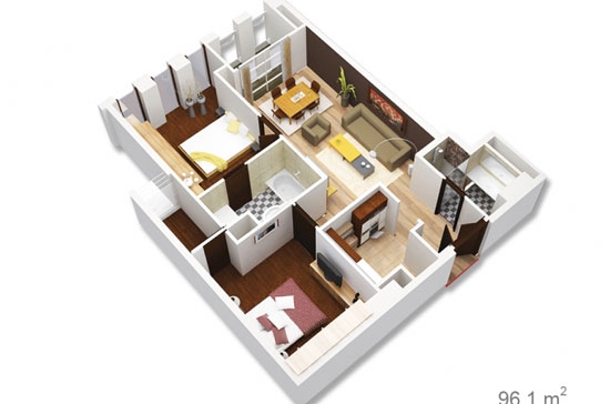 Mẫu căn hộ điển hình của dự án Twin Towers.