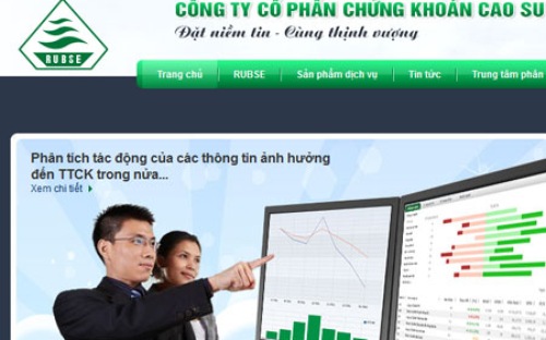 Giao diện của website Công ty Cổ phần Chứng khoán Cao su (RUBSE).